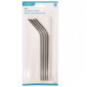 Straws S/Steel 4pc + Brush