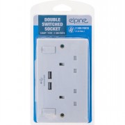 13A Double Socket w/2 USB