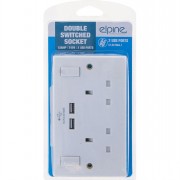 13A Double Socket w/2 USB