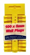 Wall Plug  5mm 5x20pc YELLOW