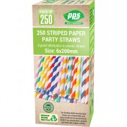 Straws Paper Striped 250pc